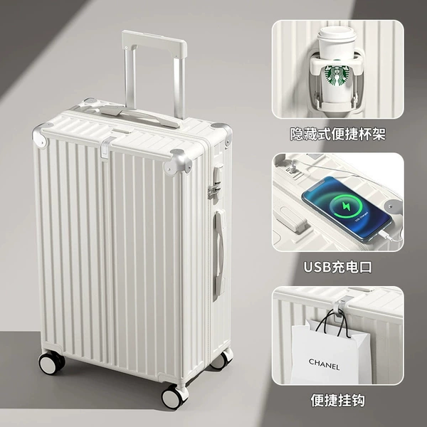 Crescent white/anti-scratch and wear-resistant zipper model [front hook + charging + water cup holder + anti-collision corner]