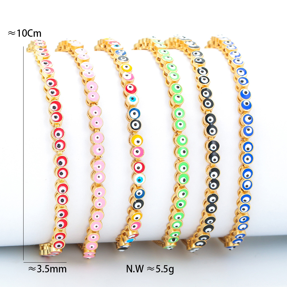Cross-Border New Arrival Colorful Oil Necklace Adjustable Bracelet Female Eyes Rainbow Color Retract