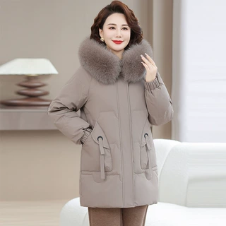 2025新款冬季中老年人女装妈妈白鹅绒羽绒服中式加厚保暖外套
