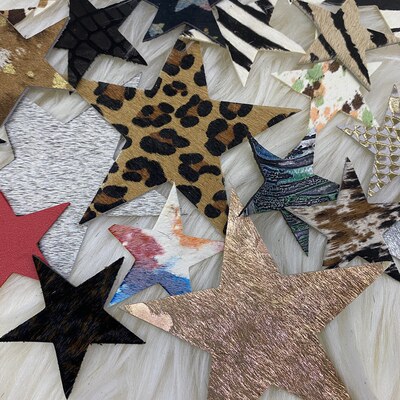 五角星形彩色皮標皮牌徽章胸章帽子包包裝飾服裝輔料皮革