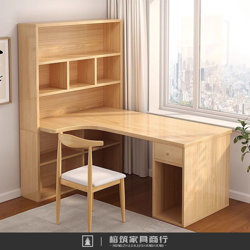 Student Home Corner Desk Bookshelf Integrated Table Bedroom Simple Learning Writing Desk Simple Computer Desk with Bookshelf