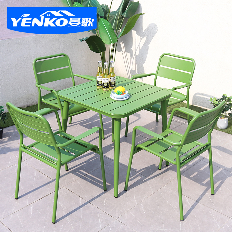 outdoors Tables and chairs aluminium alloy courtyard Garden balcony outdoor Open air Café colour tea with milk Outside the shop Tables and chairs