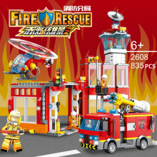 兼容乐高消防分局城市系列消防车汽车飞机益智拼装小颗粒积木玩具