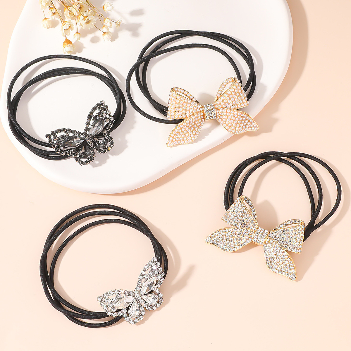 Nuevo anillo de pelo Corea rhinestone arco pelo cuerda multi-capa alta banda elástica Corea del Sur neto pelo rojo femenino corbata cuerda