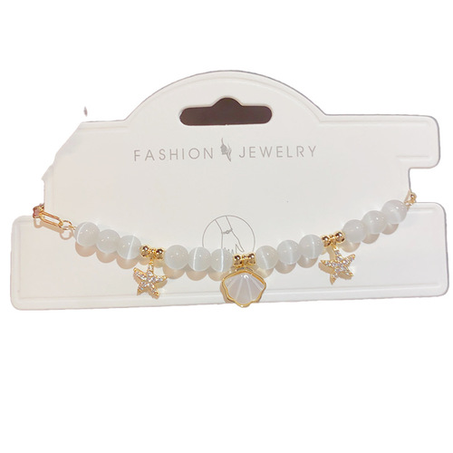 Summer New Fashion Fresh Breath Starfish Cat's Eye Stone Bracelet Transparent Simple Elegance Luxury Light Luxury Bracelet