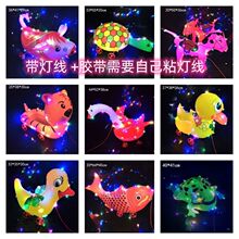 拉线充气玩具儿童卡通摆地推玩具载物PVC动物拉车地摊玩具批发