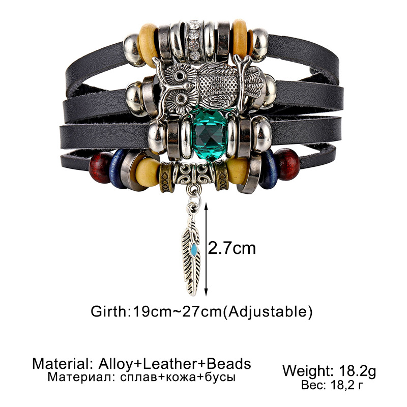 25g Weight Bracelets Classification Street Occasion Pu Leather Material Solid Color Pattern Unisex Gender Layered Design Ethnic Style Style Ethnic Style Solid Color Pu Leather Layered Unisex Bracelets 11
