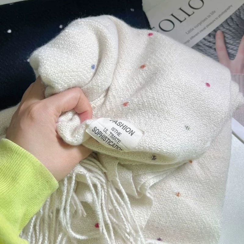 Solid rainbow winter scarf, universal keep warm cloak for students, high-quality style, Korean style, increased thickness