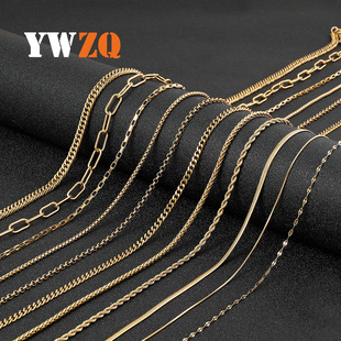 SOURCE Factory DIY titanium steel necklace female o-chain plated 18K real gold Non-fading snake bone chain Cuban chain plain chain male