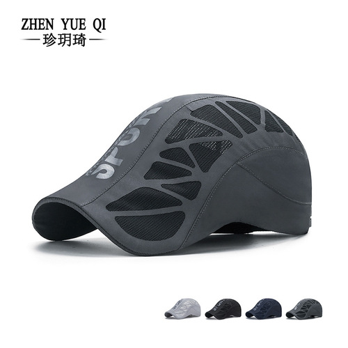 Summer SPORT Letters Front Hat Men Breathable Mesh Sunshade Quick Dry Hat Outdoor Duckbill Hat