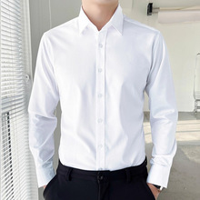男士白衬衫长袖秋冬季新款西装加绒衬衣免烫商务正装寸
