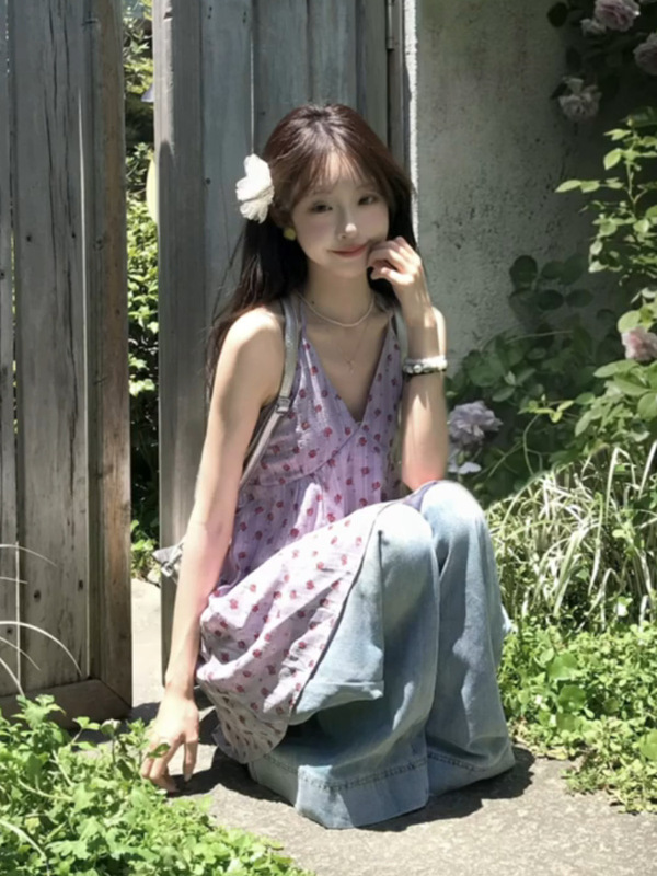 美式复古浅蓝色高腰阔腿牛仔裤女夏季薄款小个子宽松显瘦直筒长裤|undefined
