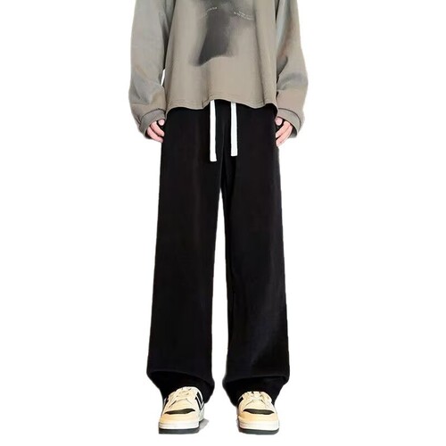 Autumn and winter trend cross-border foreign trade plus velvet thick casual pants men's loose straight warm pants sports straight pants