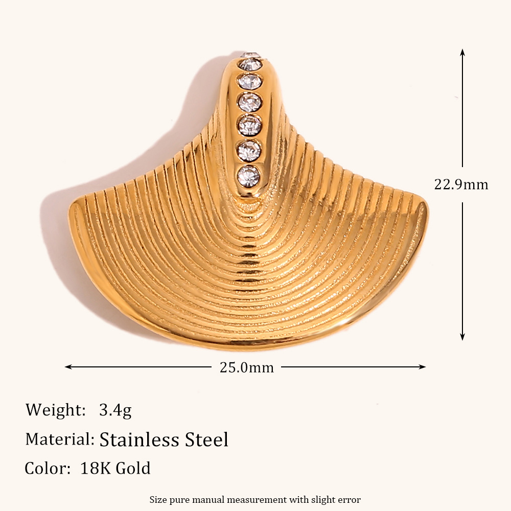 심해 가리비 패턴 브로치-골드
