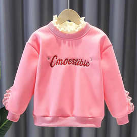 女童秋冬季新款休闲假两件加绒卫衣中大童女孩洋气时尚保暖上衣装