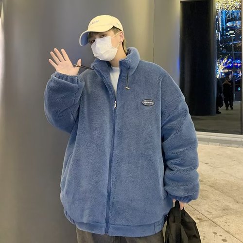 Men's winter padded cotton coat, oversized cashmere fur outerwear, winter clothing, Instagram cotton puffer jacket, dropshipping cotton coat