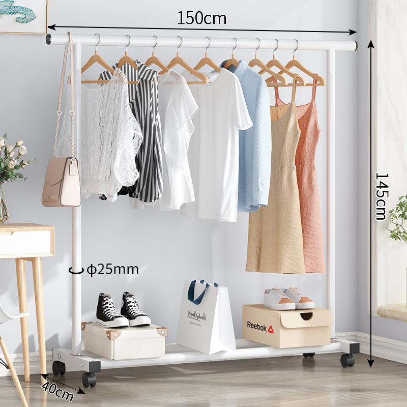 싱글 폴 1.5 m-흰색 [25 라운드 추가 두께] + 휠