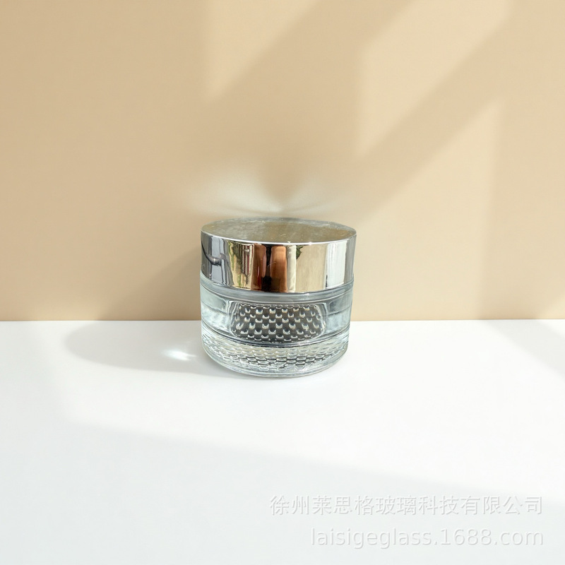 スポット卸売透明メッシュボトムクリームボトルローションエッセンスボトル化粧品ガラスボトルセット包装|undefined