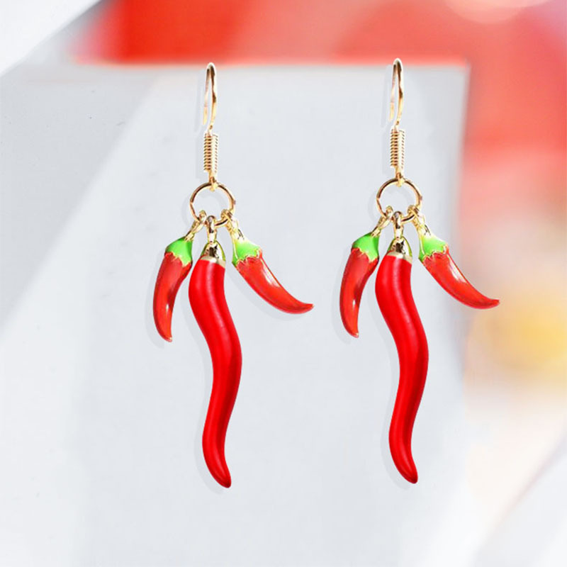 Red festive fashionable earrings
