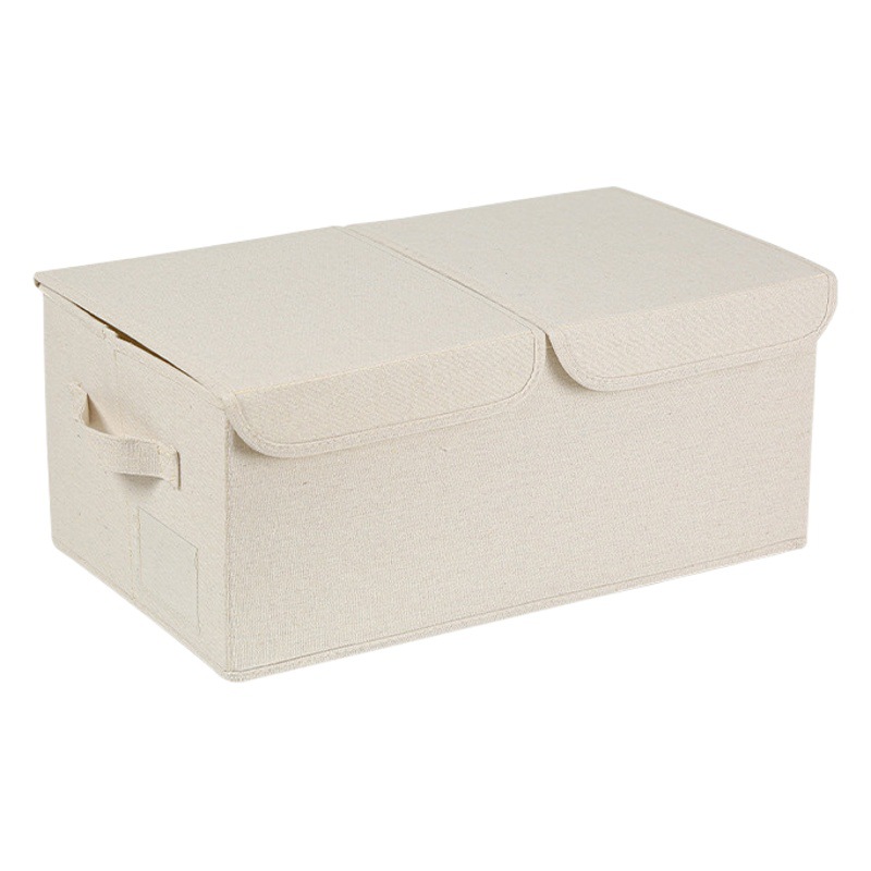 2023 nuevo ecológico algodón Lino inodoro plegable lavable doble tapa caja de almacenamiento pantalones de almacenamiento en el hogar