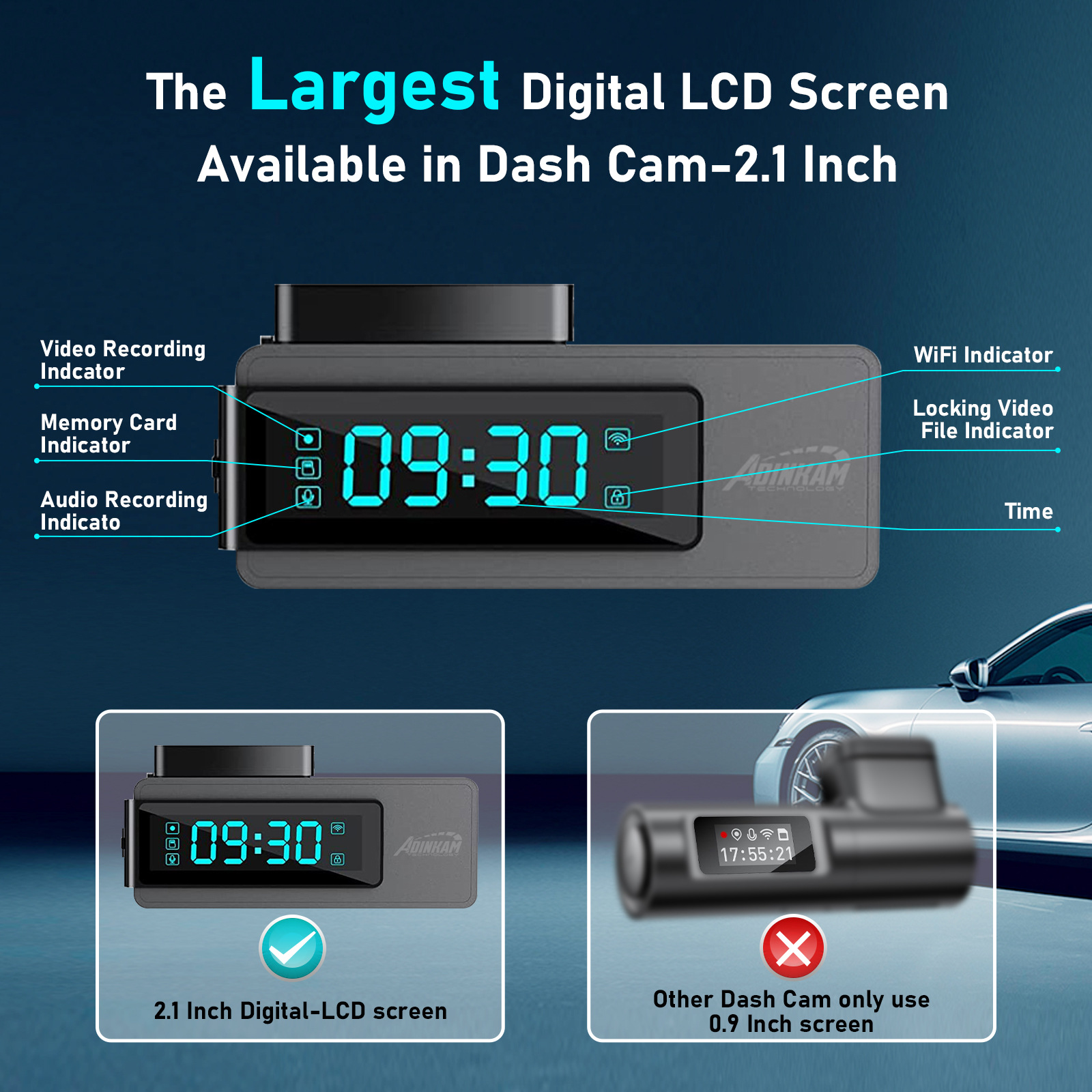 Cross-border dedicated to the new screen exquisite driving recorder 4K HD front and rear dual recording built-in WIFI night vision