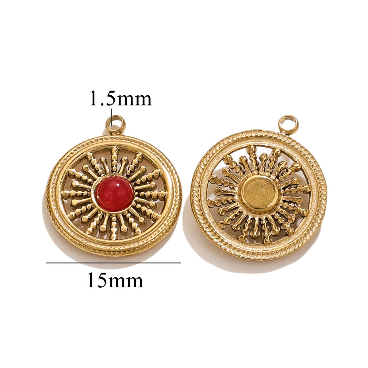 Retro simple de acero inoxidable piedra natural turquesa colgante circular con collar pendientes DIY colgante transfronterizo