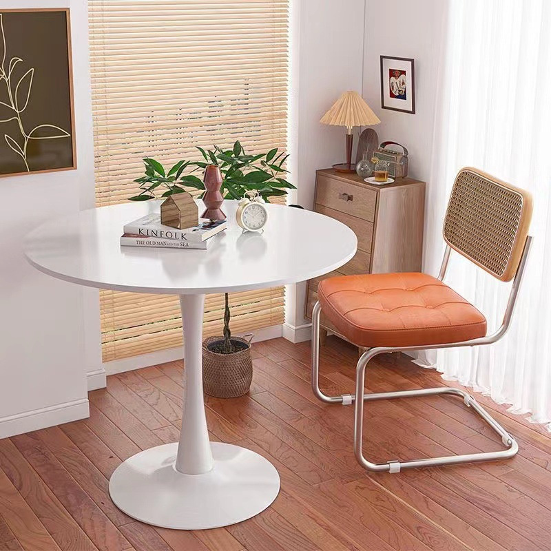 White Tulip Small Round Dining Table and Chairs Balcony Small Apartment Living Room Bedroom Leisure Negotiation Coffee Table Combination