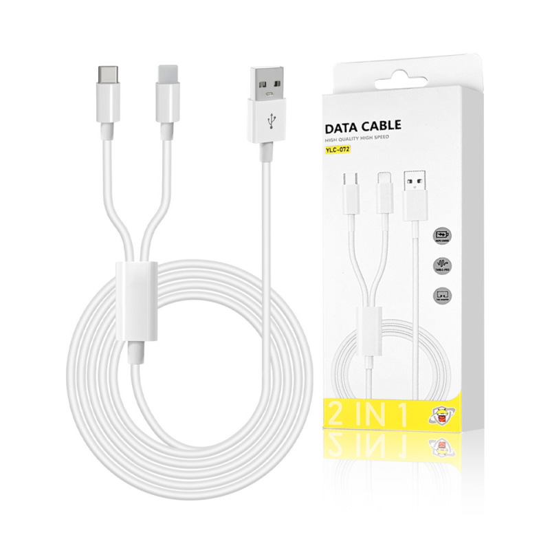 2 in 1Usb Cable Fast Charging 3A 8Pin+Typec Mobile Phone Charging Cable Data Cable for iPhone