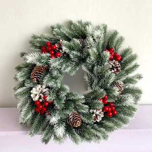 Christmas Garland led light creative window props layout PE red fruit pine fruit decoration Garland door hanging