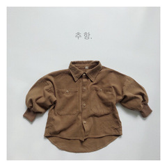 Korean children's clothing kids retro-style shirt jacket for spring summer autumn winter boys and girls woven snowflake plush big sleeve shirt jacket