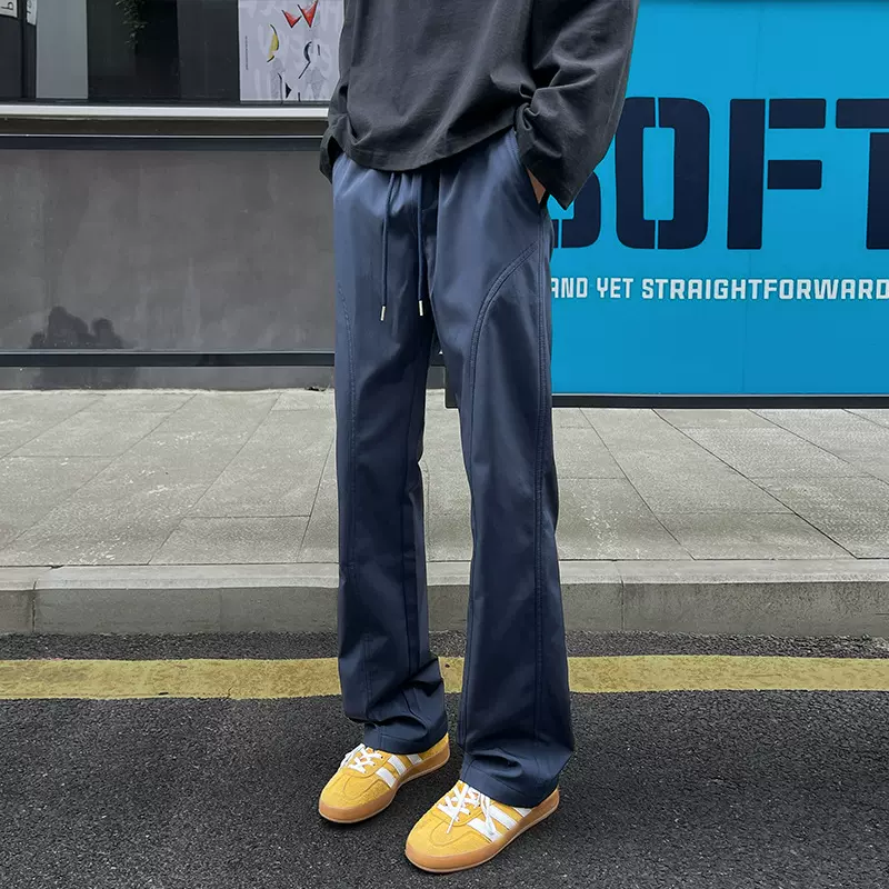 美式微喇裤子男款秋季斜切速干冲锋裤软壳防水风直筒显腿长休闲裤