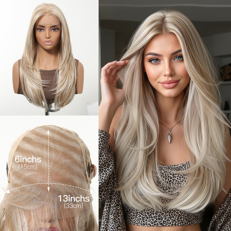European and American Style Wig with 13X6 Lace Net, Hand-Woven, Versatile, Lightweight, Breathable, Natural Headgear, High Quality