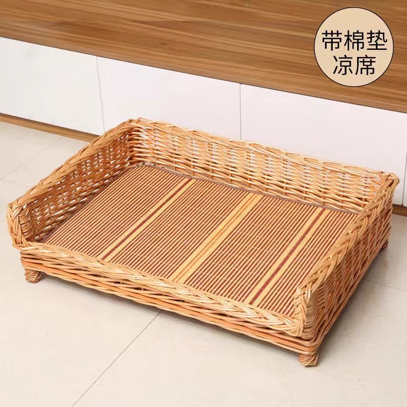 Perro tejido de ratán Perro mimbre mimbre Perro mediano y grande Nido para mascotas extraíble y lavable disponible en todas las estaciones Teddy Satsuma Cama para perros Golden Retriever Nido para gatos