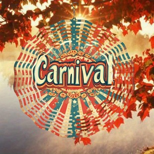 1 Piece Carnival Theme 3D Metal Windmill - Bright Red White Blue Starburst Design, 360 ° Rotating Hanging