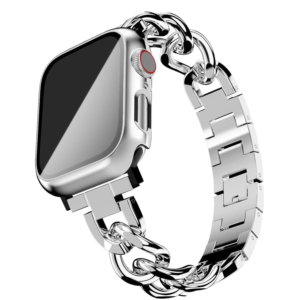 Chanel estilo de una sola fila Cadena de mezclilla de cadena de Apple correa de metal adecuado para Apple Applewatch6/7/8 Serie Completa