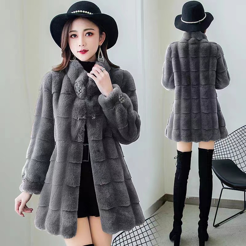 Damenbekleidung Angebot an dänischem Nerz Herbst und Winter neuer Pelzmantel für Damen mittlere Länge schlankmachender schlanker Nerzsamt Damenbekleidung_voghion.com