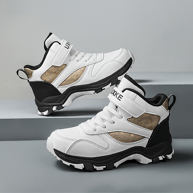 Zapatos deportivos para niños primavera nuevo cuero desgaste para niños zapatos de correr de alto nivel para niños grandes zapatos casuales antideslizantes de amortiguación