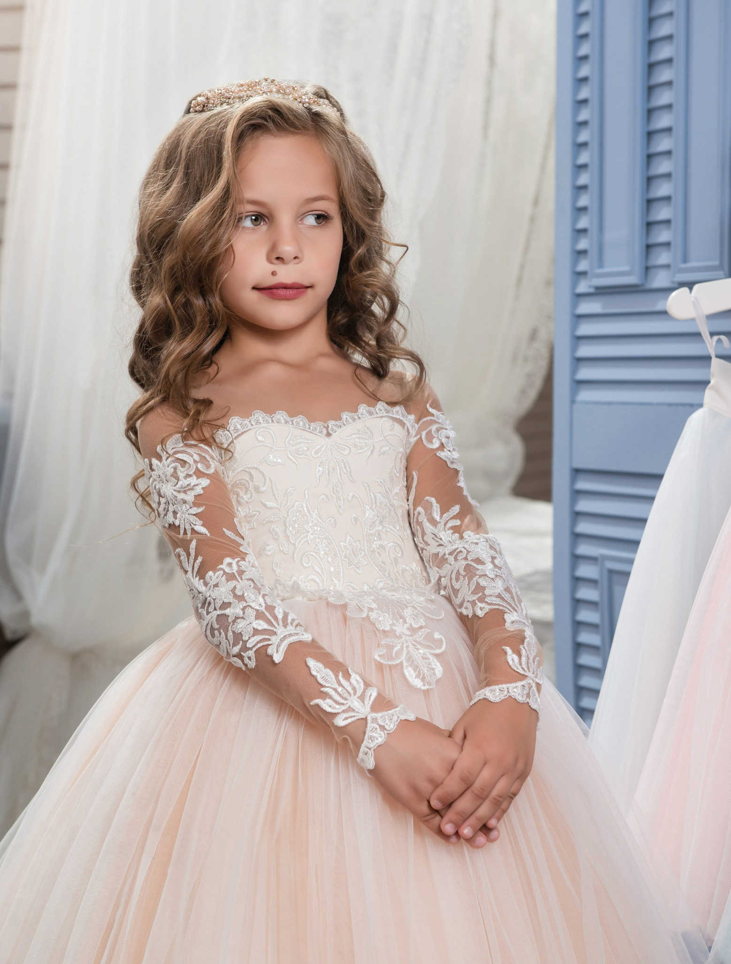 Vestido de noche de tul para niñas, estilo tutú, para bodas, damas de honor, largo hasta el suelo, de princesa, para actuaciones de piano, de Amazon transfronterizo.
