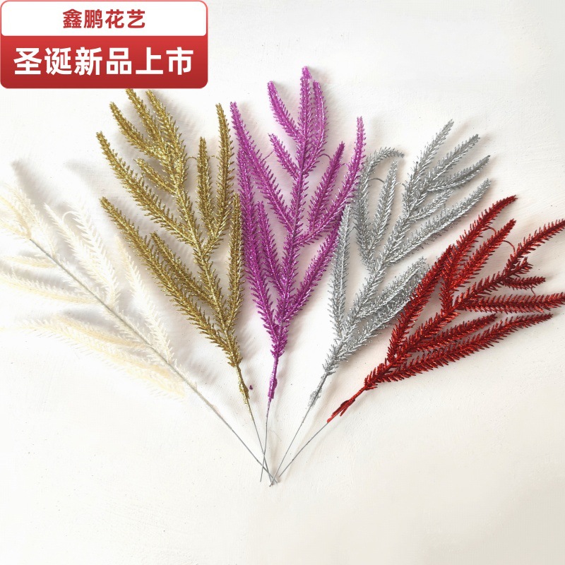 Transfronterizo nuevo centro comercial de Navidad especial decoración de vacaciones plástico imitación adornos para el hogar 37cm oro rosa rama de pino