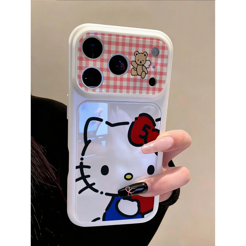 Cartoon Plaid Heart-Shaped Kt Case Suitable for Apple 17 Pro Max Phone Case Ip16/15/14 Two-In-One Large Window Design Cartoon Plaid Heart-Shaped Kt Case Suitable for Apple 17 Pro Max Phone Case Ip16/15/14 Two-In-One Large Window Design