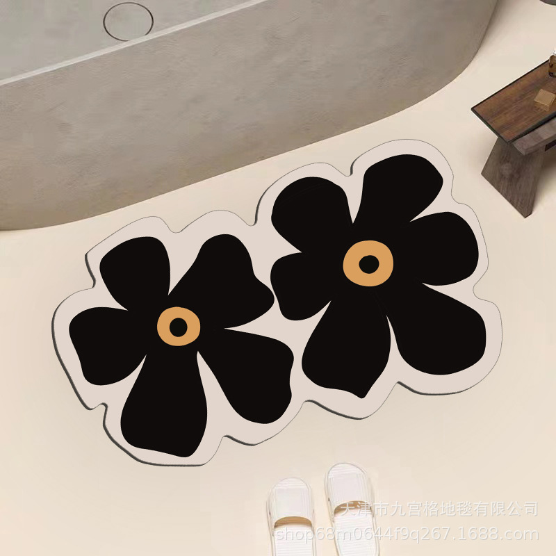 Fresh special-shaped flower technology cloth absorbent floor mat bathroom non-slip wear-resistant floor mat toilet door floor mat