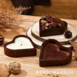 跨境情人节氛围蜡烛碗实木母亲节礼物精油香薰灯蜡烛台水果沙拉碗