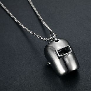 European and American ins Style Simple Fashion Distinctive Welder Mask Level 3 Helmet Titanium Steel Necklace Pendant for Men and Women