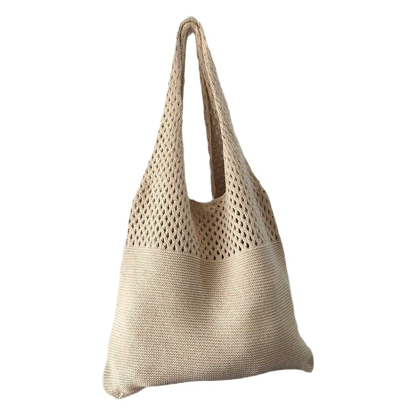 Transfronteriza de estilo coreano chic simple retro hueco de punto bolsa de hombro Portátil Bolsa de lana bolsa versátil bolsa para niñas