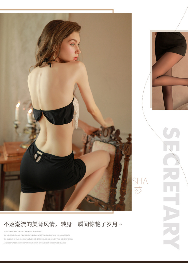 Xiuaisha See-Through Lace Suspender Skirt Lingerie Set with Briefs, One Size — detail image 13