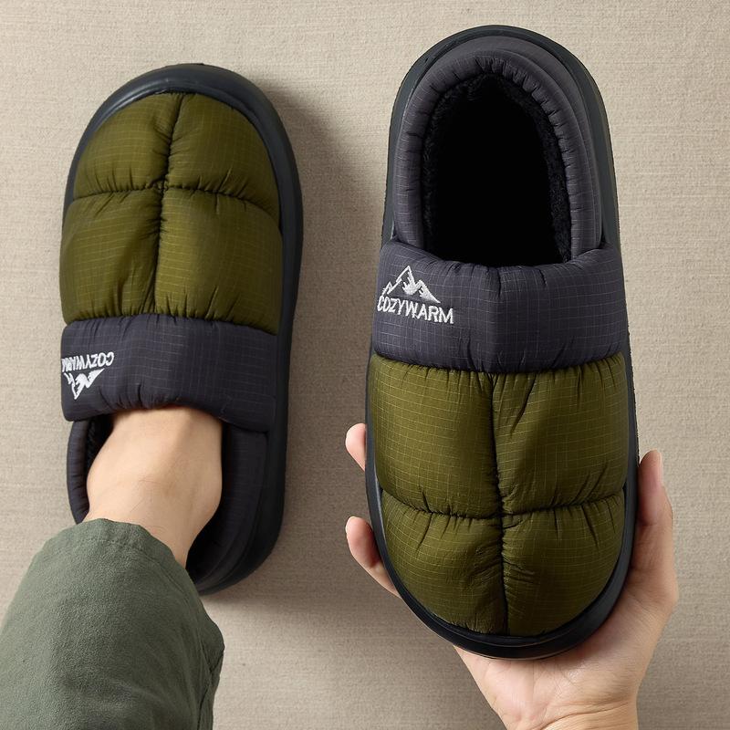 Good Quality Cotton Slippers for Men, Fleece-Lined, Warm, Autumn and Winter 2026 New Model, Thick-Soled, Non-Slip, Home Indoor Fur Slippers