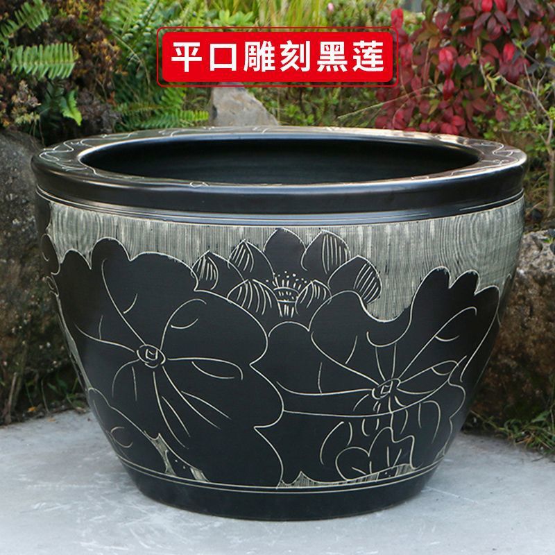 古法生态土陶瓷养金鱼缸荷花睡莲池老旧式阳台室户外庭院大号水缸|undefined