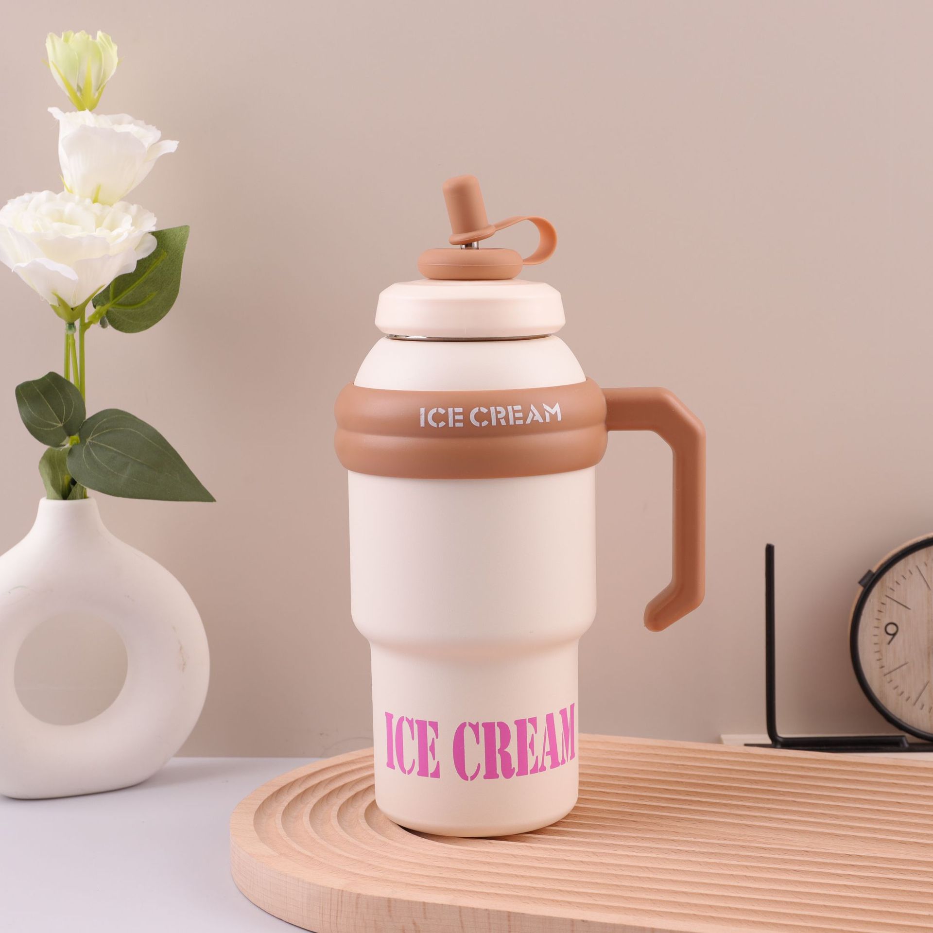 Nuevo Big Mac 316 taza de automóvil de acero inoxidable taza de mango de vacío de doble capa taza de gran capacidad con taza de aislamiento de paja