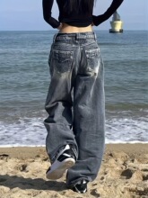 U 83663 Vintage Blue Wide Leg Jeans ����������ţ�п� �羳��
