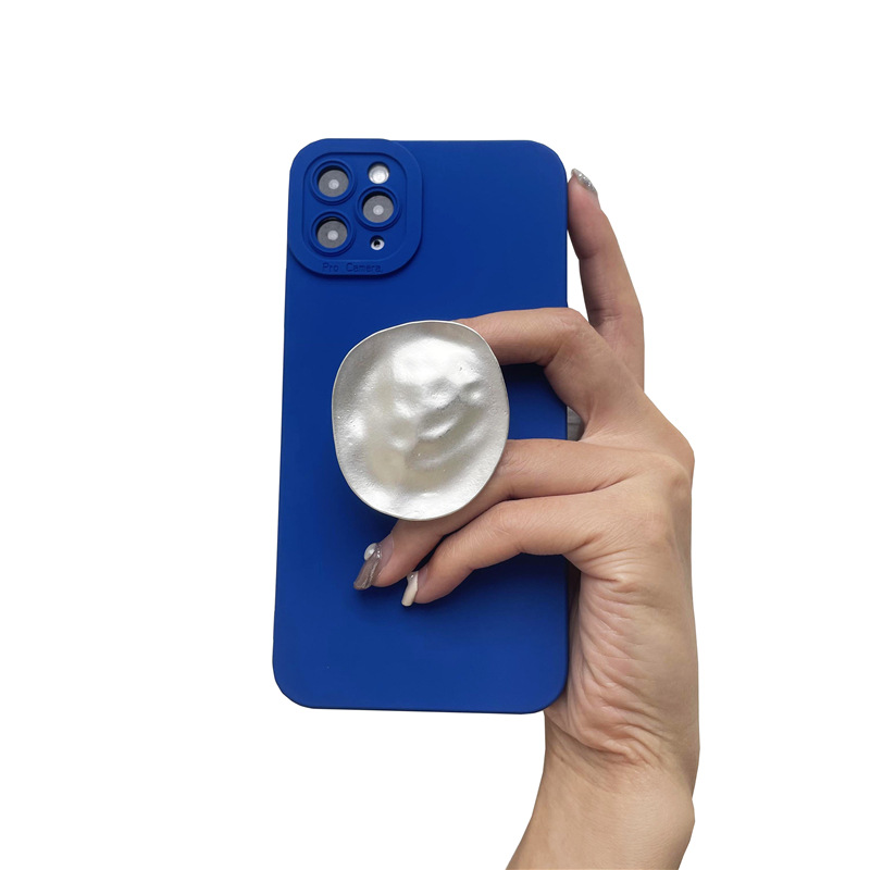 Metal electrochapado plata DIY teléfono móvil airbag soporte creativo perezoso escritorio soporte teléfono móvil anillo hebilla moda coreana